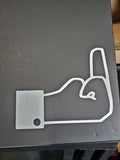 White Facebook opinion button vinyl decal displayed on black board